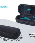 Hard EVA Protective Travel Case For Bosch Laser Distance Measure And Accessories, Built Tough With Double Stitch Oxford Exterior, Water Resistant Zipper, Custom Foam Fit, Keeps Your GLM Meters Safe On Job Sites And In Transit. black EVA case with inner dimensions 4.92 x 2.28 x 1.57 in