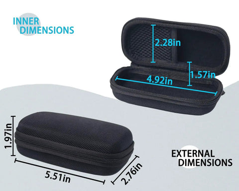 Hard EVA Protective Travel Case For Bosch Laser Distance Measure And Accessories, Built Tough With Double Stitch Oxford Exterior, Water Resistant Zipper, Custom Foam Fit, Keeps Your GLM Meters Safe On Job Sites And In Transit. black EVA case with inner dimensions 4.92 x 2.28 x 1.57 in