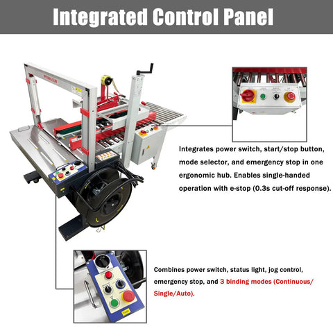 Automatic Carton Sealer And Strapping Machine Crushes Shipping Orders With Blazing Fast Taping, features integrated control panel.