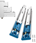 Top Shelf 10 Pair 16 Inch Heavy Duty Soft Close Drawer Slides Featuring Whisper Quiet Ball Bearings For Kitchen Cabinets And Workshop Drawers, with steel tracks and screws.