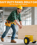 Worker using Heavy Duty Door Cart With 800 Lbs Load Capacity And 10 Inch Wheels For Drywall Sheets Adjustable Clamp Panel Cart