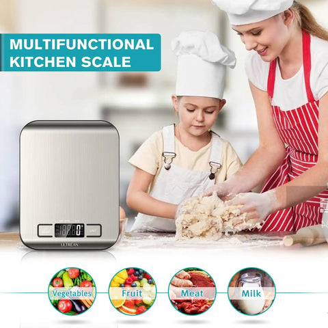 Digital Kitchen Scale With LCD Display And High Precision Weighing In Grams And Ounces, 11lb Capacity, Tare Function, Stainless Steel Surface