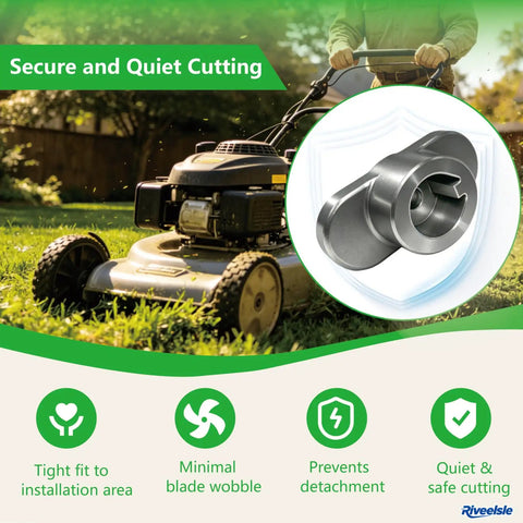 Rock Solid Heavy Duty Blade Adapter 25Mm Shaft With 1.19 Inch Bow Tie Fits Walk Behind Mowers mounted on cutting mower with grass.