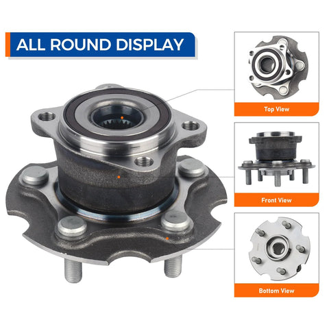 2 Pack Rear Wheel Hub Bearing Assembly Fit For 2015-2017 Lexus NX200t AWD, 2018-2019 NX300 AWD, 2015-2019 NX300h AWD, And 2006-2018 Toyota RAV4 AWD 4WD Replacement For Smooth, Quiet Ride, top, front, and bottom view