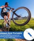 Cyclist with Rotor Truing Fork Tool For Bike Disc Alignment And Rotor Straightening, showing compact and portable use.