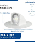 Adjustable Five To Six Inch Scoop Recessed LED Downlight Kit, 3000K Bright White, Dimmable, 3.6x7.5 inch dimensions, 80° tilt