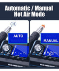 992D Plus All In One Pro Grade Soldering Station with hot air rework, desoldering iron, large LCD display auto/manual hot air mode