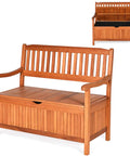 Outdoor Dope Wood Storage Bench Deck Box With Inner Removable Dust Proof Lining And Portable Handles In Eucalyptus Wood