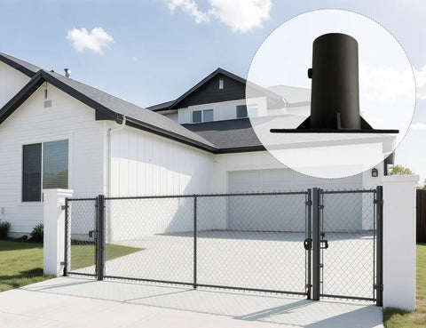 Heavy Duty Beefy Round Post Base Bracket With Tenon Adapter Kit For 1.5 To 2.5 Inch Posts Slip Fitter Mount Mailbox Post Light Pole Fence Flagpole Deck Mount Weather Resistant Black Powder Coat