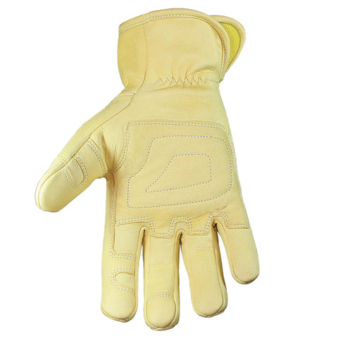 Leather Ground Utility Gloves For Men With Kevlar Lined Protection Cut Puncture Resistant Flame Resistant Arc Rated Tan Large 3D Dexterity