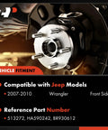 Pair Front Wheel Bearing And Hub Assembly With ABS Compatible With Jeep Wrangler 2007 2010 5-Lug 4-Wheel ABS Front View