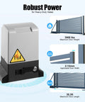 Automatic Sliding Gate Opener 750W Electric Gate Operator with specs for gate weight, width, and length.