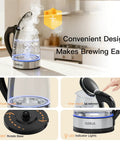 Fast 1800W Electric Kettle With 1.8L Capacity Double Wall Anti Scalding BPA Free White Tea Kettle Quick Boil In Minutes Keeps Water Hot Longer Auto Shut Off in use with LED indicator lights and convenient design features.