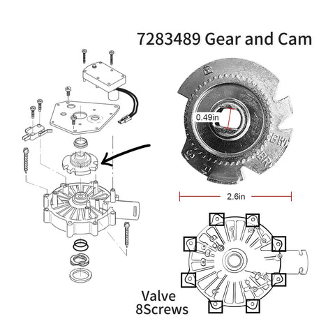 High Flow 1 Inch Water Softener Motor And Cam Gears Kit For Large Capacity Systems Replaces Multiple OEM Part Numbers With Screws