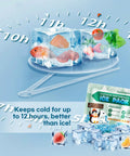 Five Pack Reusable Ice Packs For Lunch Boxes And Coolers, 12 Plus Hour Cooling Gel Packs For Camping, Beach, Office, with food images