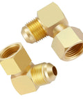 Two Pack 3/8-Inch Flare Swivel Elbow Connector Fittings For Propane Gas And Oil Lines, 90 Degree Male To Female Inverted Flare Brass Couplers, Durable High-Temp Resistant Leak-Free Seals brass elbow fittings