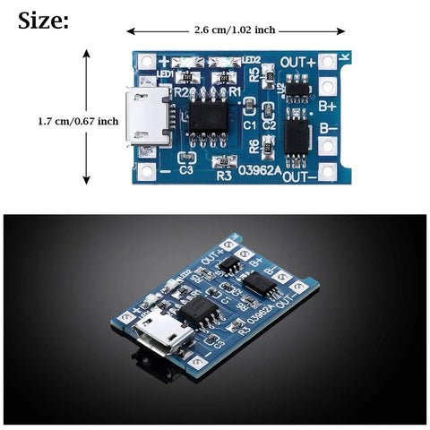 40 Pack 5V Micro USB Lithium Battery Charging Module With BMS Protection Board Over Discharge Guard For DIY Electronics, 2.6x1.7cm.
