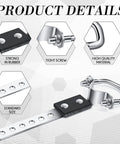 Close-up details of 2 Pack Universal Exhaust Hangers For Muffler And Tail Pipe, silver heavy-duty metal with rubber, showing strong materials