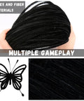 Kid Friendly Chenille Stem Craft Sticks 200 Pack Black Pipe Cleaners 6mm Diameter 12 Inch Length For DIY Projects Arts And Crafts For Kids And Adults Halloween Christmas Gift Idea, black chenille stems shaped like a butterfly