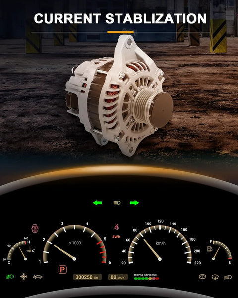 Dope Replacement Alternator For Mitsubishi Lancer 2.0L 2008 2015 Fits DE ES Sportback Evolution 2.0L 1800A155 on dashboard background.