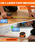 2-In-1 Laser Tape Measure With 197 Ft Laser Range And 16 Ft Manual Tape, Magnetic Hook, Pythagorean, Area And Volume Calculator, Digital Measuring Tool For Woodworking And DIY Projects, measuring floor and wall