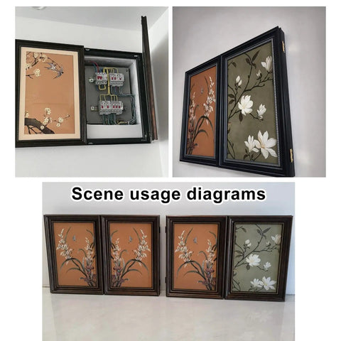 Kickass Heavy Duty Double Door Access Panel Cover With Screamin Sleek Black Beaded Frame showing flower design, open utility access.