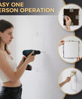Woman using drill for Gnarly Wall Damage Tackled Quick With Effortless Drywall Repair Clips For Knockout Smooth Finish.