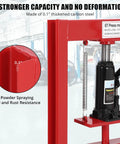 Close-up of Beefy 6 Ton Hydraulic Shop Press With H Frame Four Position Adjustable Working Table Height 13,000 Lbs Capacity