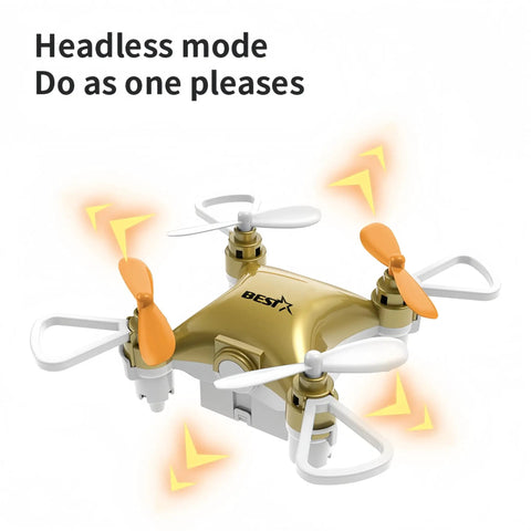 Pocket Sized Drone With 360 Degree Flips And Altitude Hold For Kids And Beginners in gold, headless mode feature.