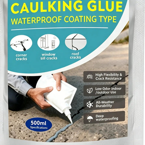 Heavy Duty Cement Crack Filler Self Leveling Waterproof Sealant For Roof And Driveway Leaks Quick Cure Concrete Patch Plug And Play Masonry Repair Kit in 500ml pouch showing application on floor cracks.