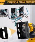 Heavy-Duty Square Slot Drywall Outlet Cutter Upgrade Compatible With DeWalt 20V Power Tools And Milwaukee M18 Batteries with clean cutouts.