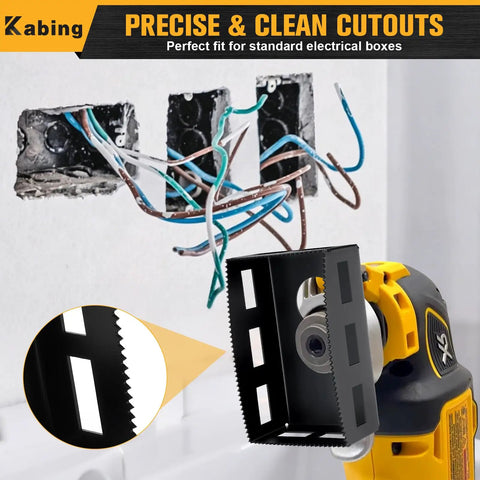 Heavy-Duty Square Slot Drywall Outlet Cutter Upgrade Compatible With DeWalt 20V Power Tools And Milwaukee M18 Batteries with clean cutouts.