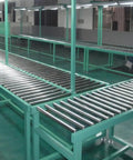 Heavy Duty Waterproof Roller Conveyor System Made From Stainless Steel 304, showcasing roller alignment for warehouses and trucks.