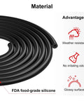 Durable 10-Foot Black Silicone Vacuum Hose With 1/4 Inch Inner Diameter, 130 PSI Burst Pressure And 43 PSI Working Rating