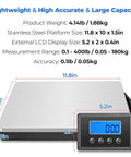 Rock Solid Digital Postal Scale For Packages Luggage And Mail, Heavy Duty 400lb Capacity steel platform and LCD display.