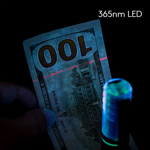 Led Flashlight A28 With UV And Red Side Signal Light 1000 Lumen Rechargeable Water Resistant EDC Keychain Torch lighting a 100 bill
