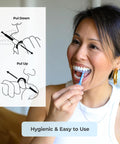 Pack Of 2 Aligner Removal Tools For Clear Aligners And Retainers Easy Grip Invisalign Remover Tool And Retainer Hook For Trays Night Guards Reusable Accessories Purple, blue remover in use