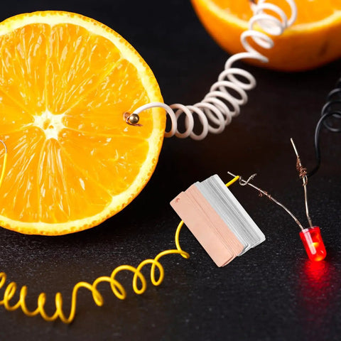 Copper Zinc Electroplating Kit 20 Pieces Metal Sheets 1.57x0.35x0.08 Inches with orange and LED for DIY science project