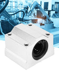 Rock Solid Aluminum Alloy Linear Motion Ball Bearing Slide Block Runs Like A Charm With Low Friction Design For Heavy Duty Construction Sites And Pro Grade Industrial Projects, showing front view with CNC machined design.
