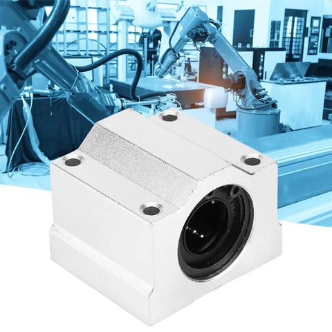 Rock Solid Aluminum Alloy Linear Motion Ball Bearing Slide Block Runs Like A Charm With Low Friction Design For Heavy Duty Construction Sites And Pro Grade Industrial Projects, showing front view with CNC machined design.
