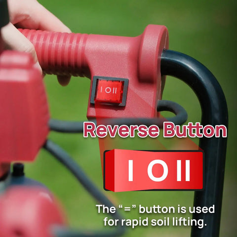 Close-up of reverse button on 1500W Electric Post Hole Digger With 6 Inch Digging Bit And Extension Rods For Farmland