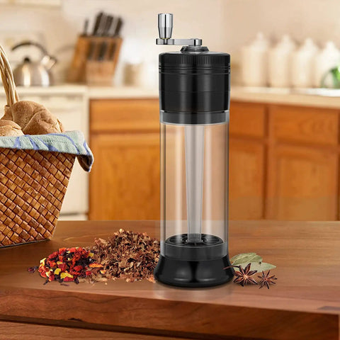3-In-1 Hand Crank Spice Grinder Roller Crusher Filler For Flower Buds Milling And Grinding With Magnetic Lid And Storage No-Fuss Fill System Durable Zinc Alloy Top Save Time And Keep It All In One Unit in kitchen.