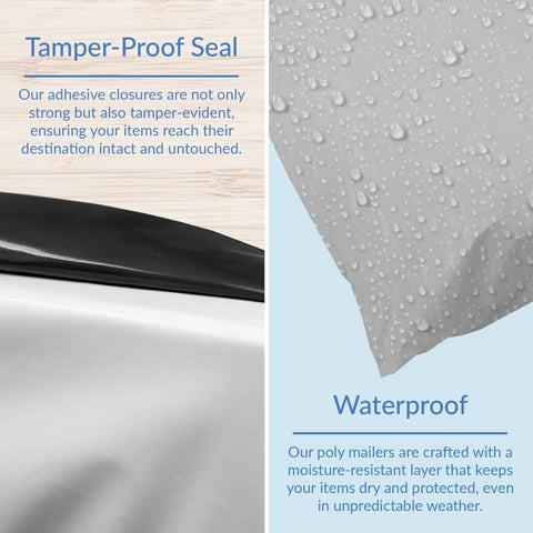 Close-up of White Poly Mailers 14.5x19 Inches Self Sealing Non Padded Shipping Bags, showing tamper-proof seal and waterproof texture.