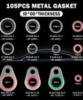 105 metal gasket sizes for 195 Piece O Ring Assortment Kit For Car Air Conditioning Systems With Multi Size O Rings