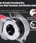 High-strength threading dies of Heavy Duty Electric Pipe Threader Machine 2300W for effortless cutting on pipes.