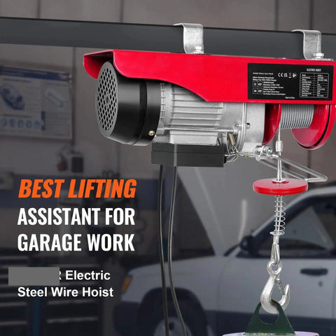 Badass 550 Pound Electric Hoist Crane Featuring Dead Simple Dual Remotes For No Sweat Lifting Top Shelf Overhead Garage winch.