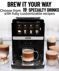 Fully Automatic Espresso Machine With Built In Conical Grinder And Auto Foaming Milk Wand Brews Eighteen Lattes Cappuccinos And Bold Roasts Via Simple Button Push Featuring Quick Self Cleaning Cycle And Sleek Silver Housing For Zero Fuss Daily Coffee with customizable drink options.