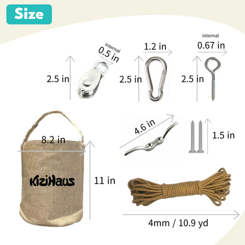 Jute Canvas Bag Kit With Pulley And Rope For Kids Kid Friendly Treehouse Decor And Fort Building Gear For Outdoor Playgrounds Backyard Adventures Easy Install Lightweight Foldable Storage Solution