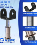 Club Car DS Vertical Shaft King Pin features rust-resistant coating and iron alloy metal for durability and precision.