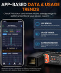 No Sweat Bluetooth Battery Monitor With 400A Smart Shunt showing app data trends on smartphone for RV and marine use.